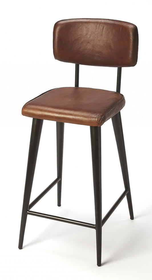 28" Brown And Black Iron Bar Chair - Homeroots