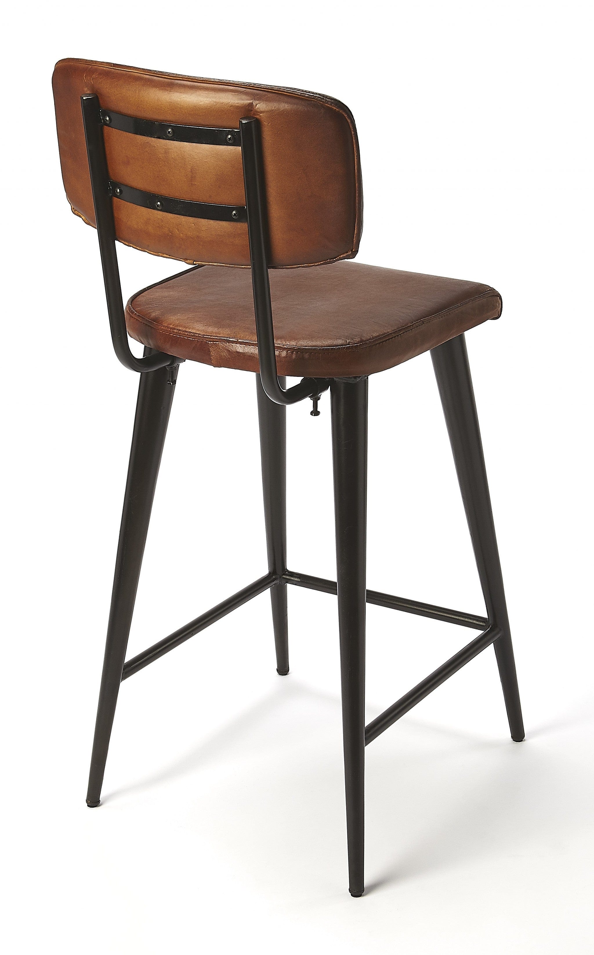 28" Brown And Black Iron Bar Chair - Homeroots