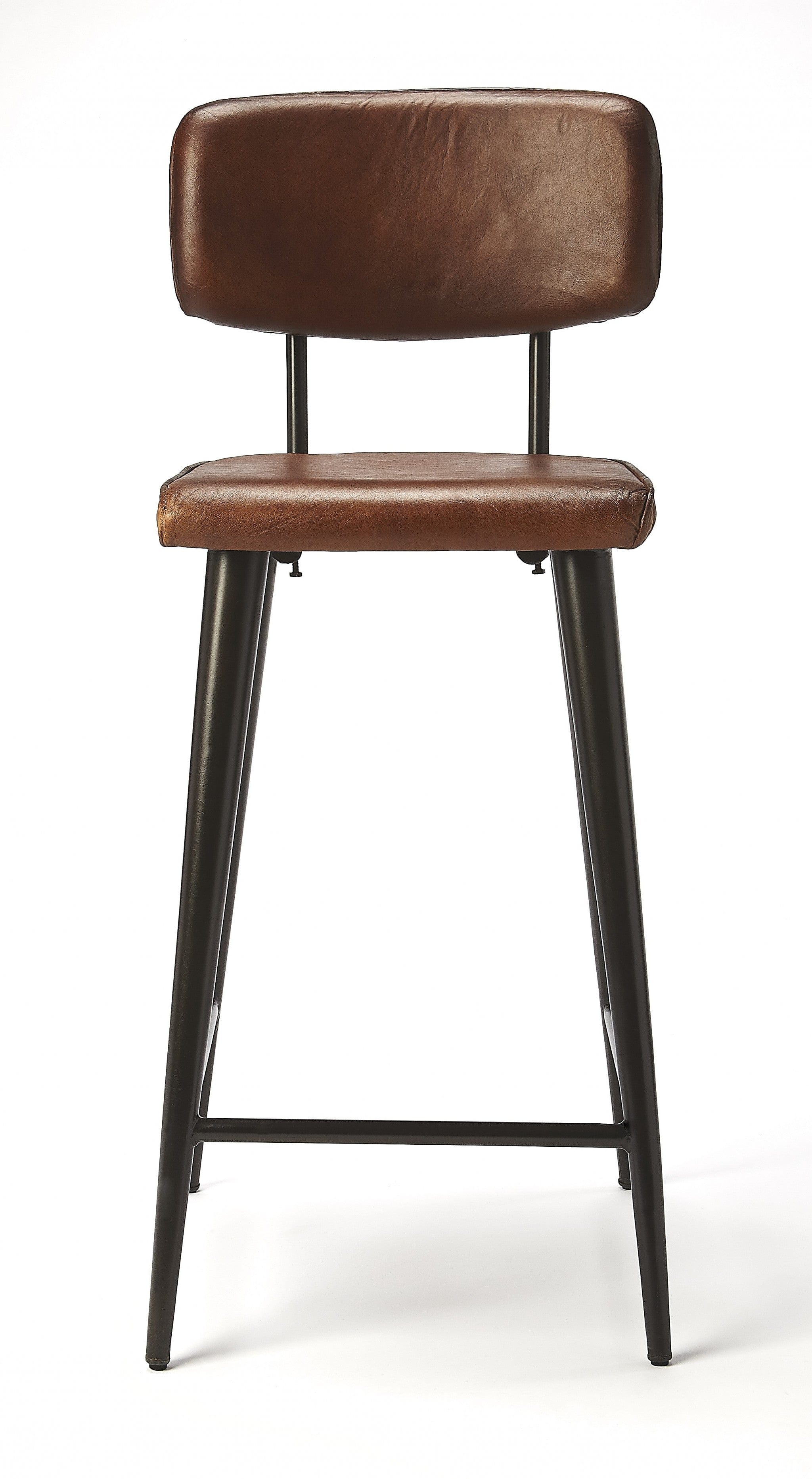 28" Brown And Black Iron Bar Chair - Homeroots