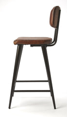 28" Brown And Black Iron Bar Chair - Homeroots