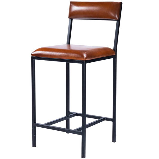 27" Brown And Black Iron Bar Chair - Homeroots