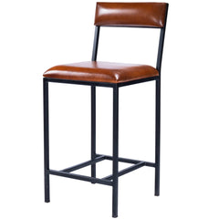 27" Brown And Black Iron Bar Chair - Homeroots