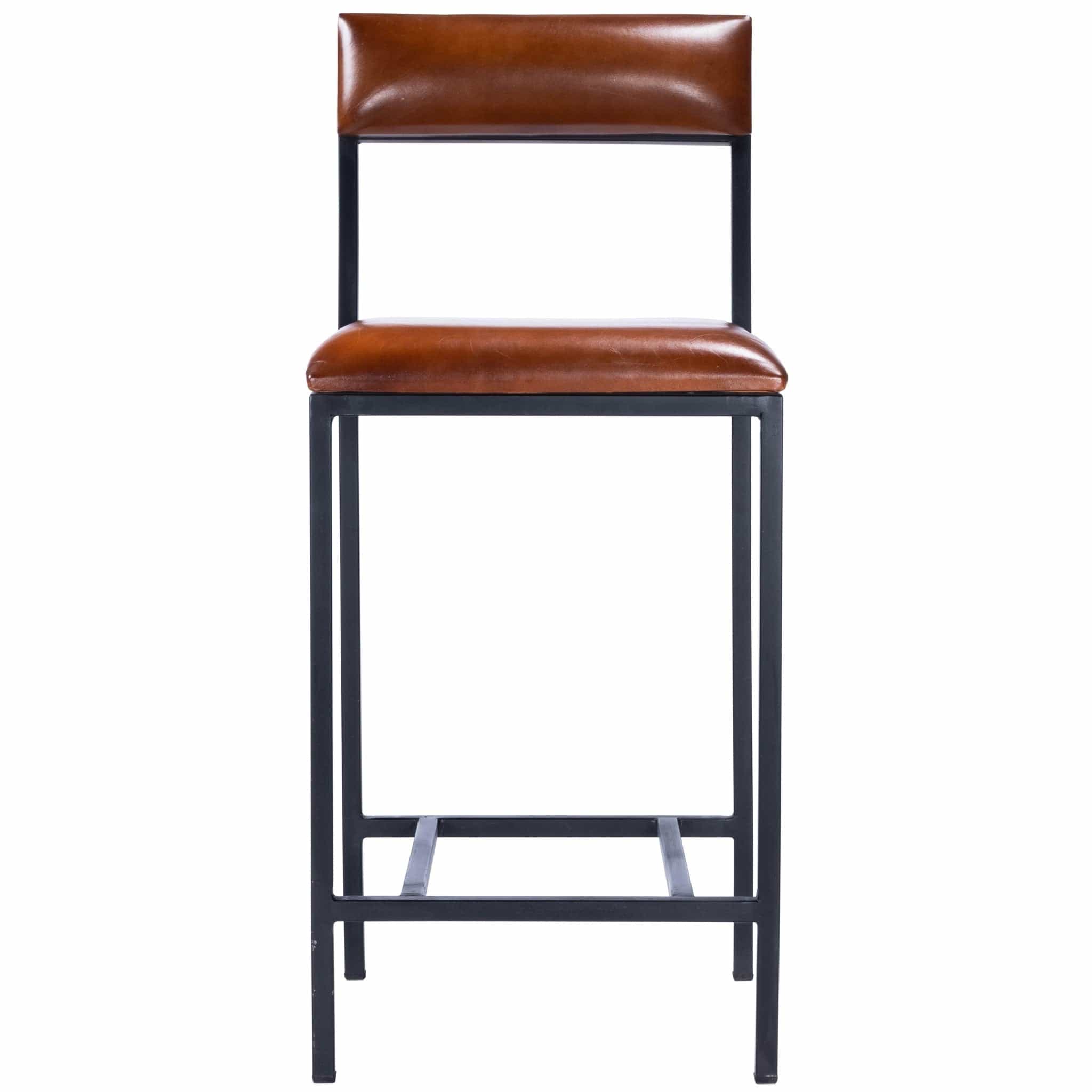 27" Brown And Black Iron Bar Chair - Homeroots