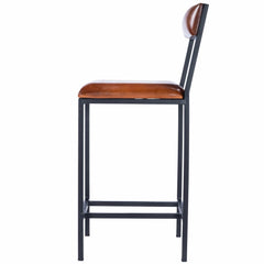 27" Brown And Black Iron Bar Chair - Homeroots