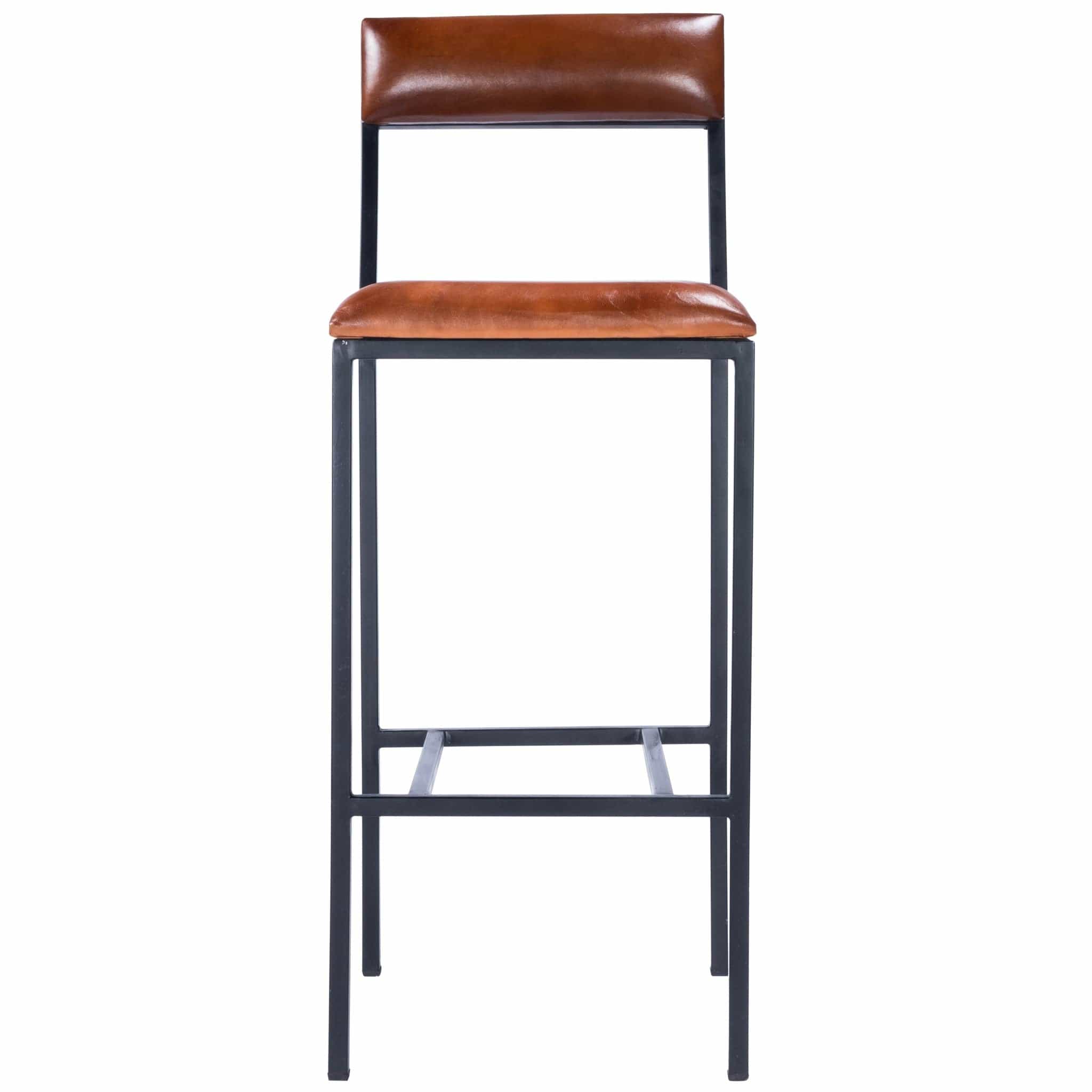 32" Brown And Black Manufactured Wood And Iron Bar Chair - Homeroots