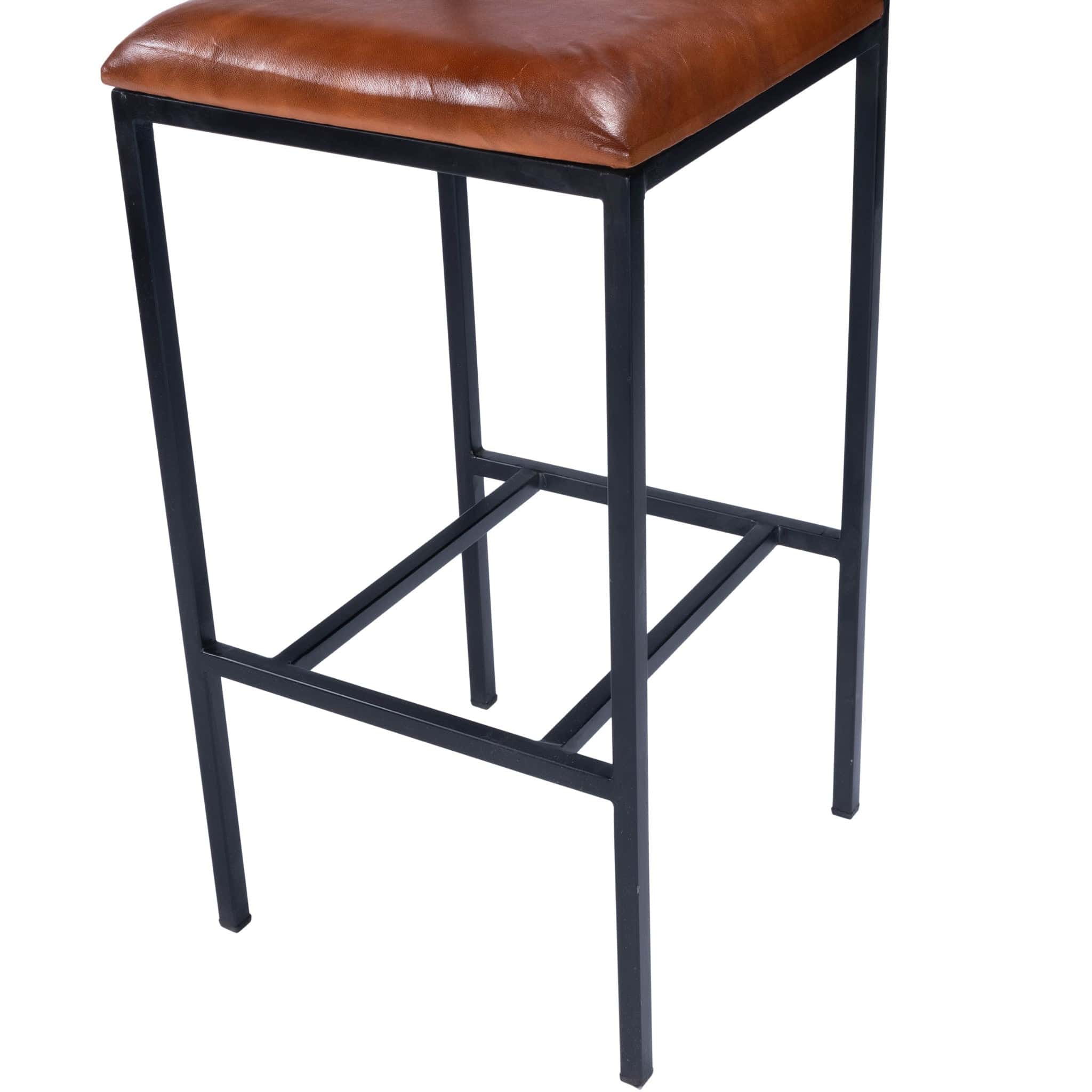 32" Brown And Black Manufactured Wood And Iron Bar Chair - Homeroots