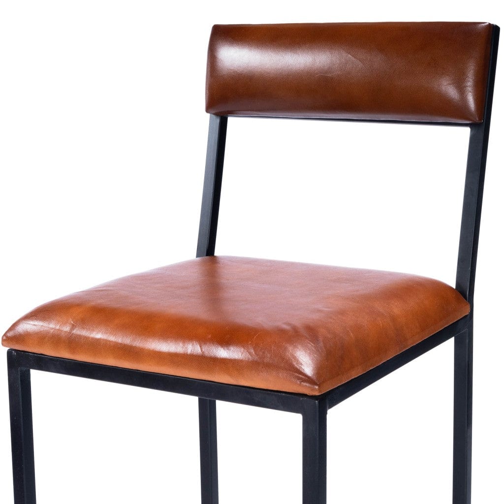 32" Brown And Black Manufactured Wood And Iron Bar Chair - Homeroots