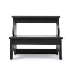 18" Dark Brown Wood Step Stool - Homeroots