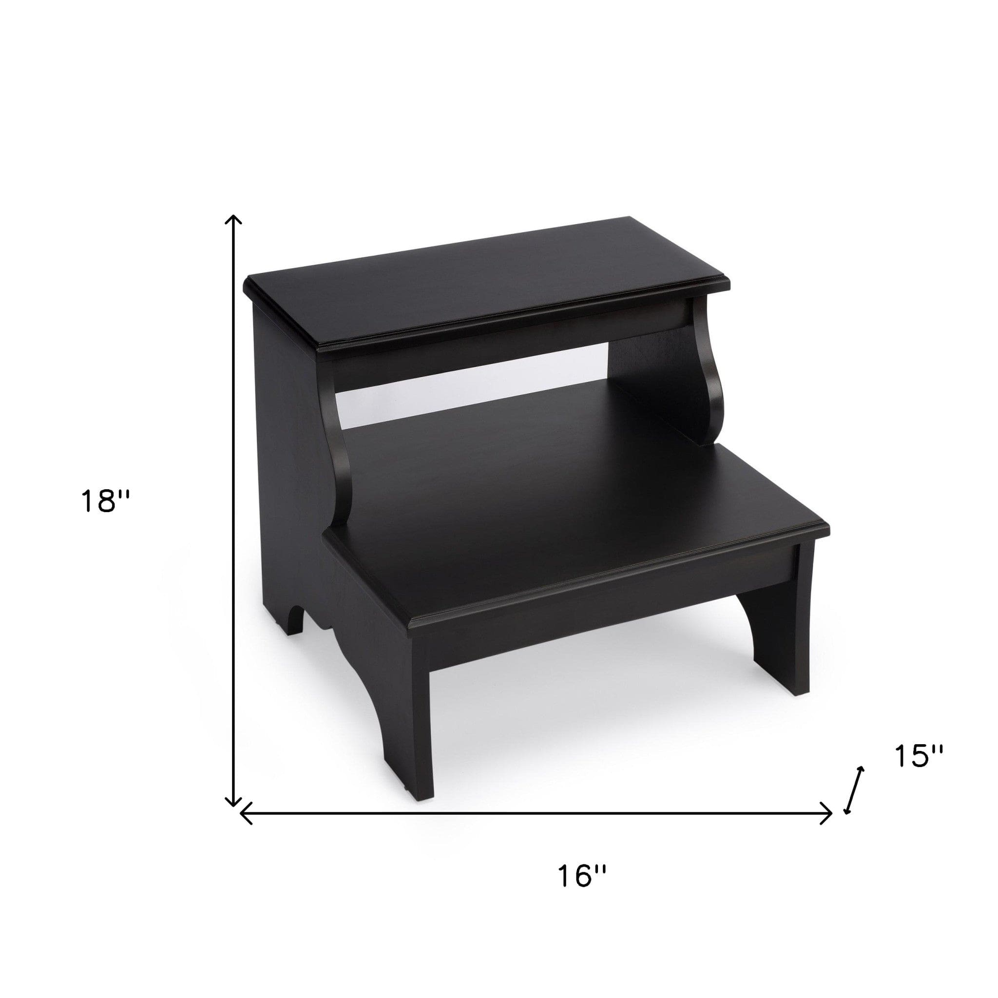 18" Dark Brown Wood Step Stool - Homeroots