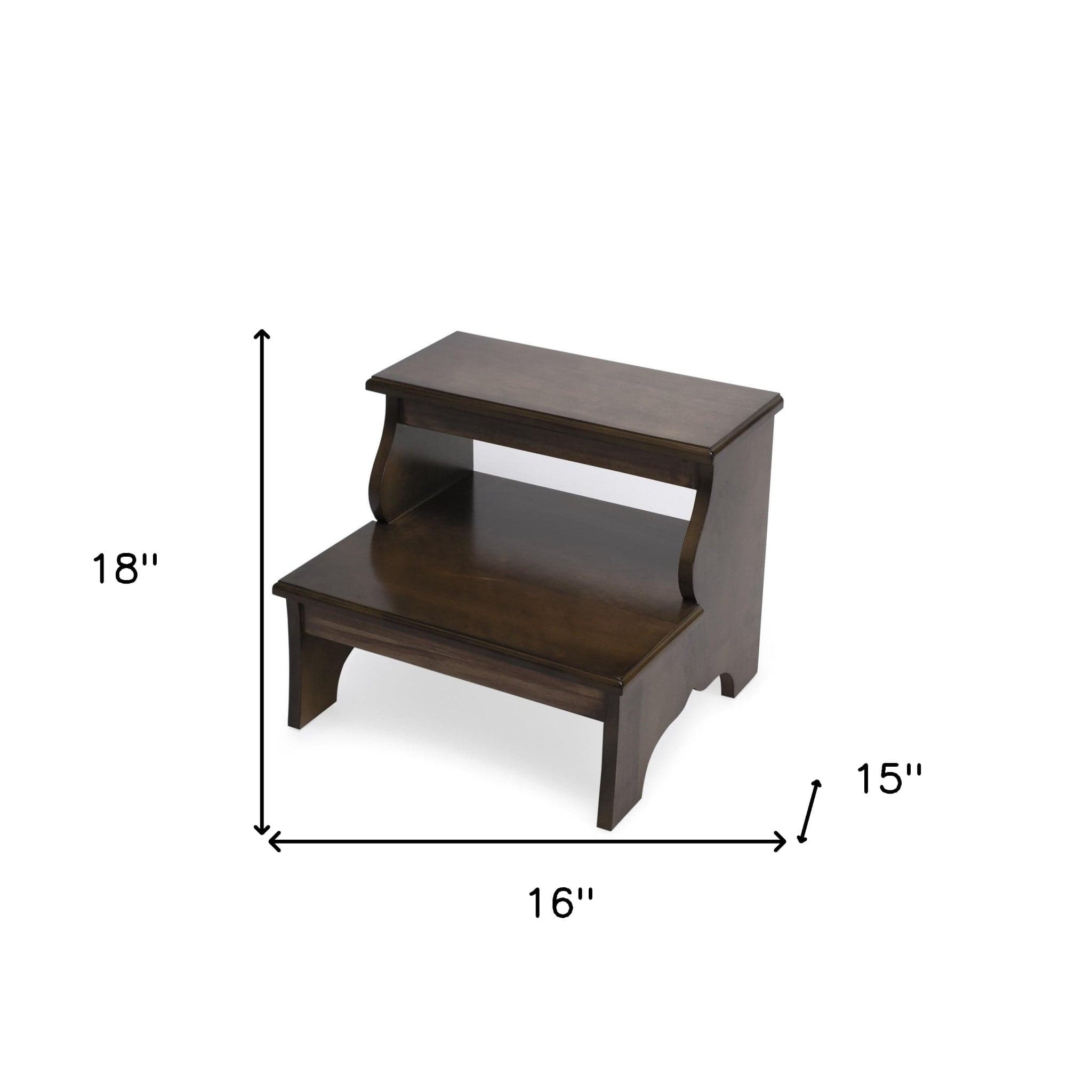 18" Brown Wood Step Stool - Homeroots