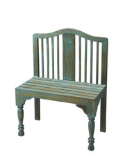 Antiqued Blue Solid Wood Bench