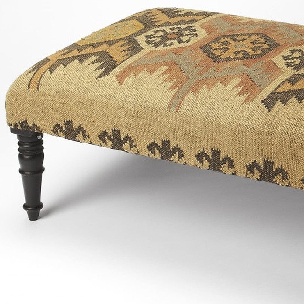 36" Brown Linen Footstool Ottoman - Homeroots