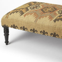 36" Brown Linen Footstool Ottoman - Homeroots