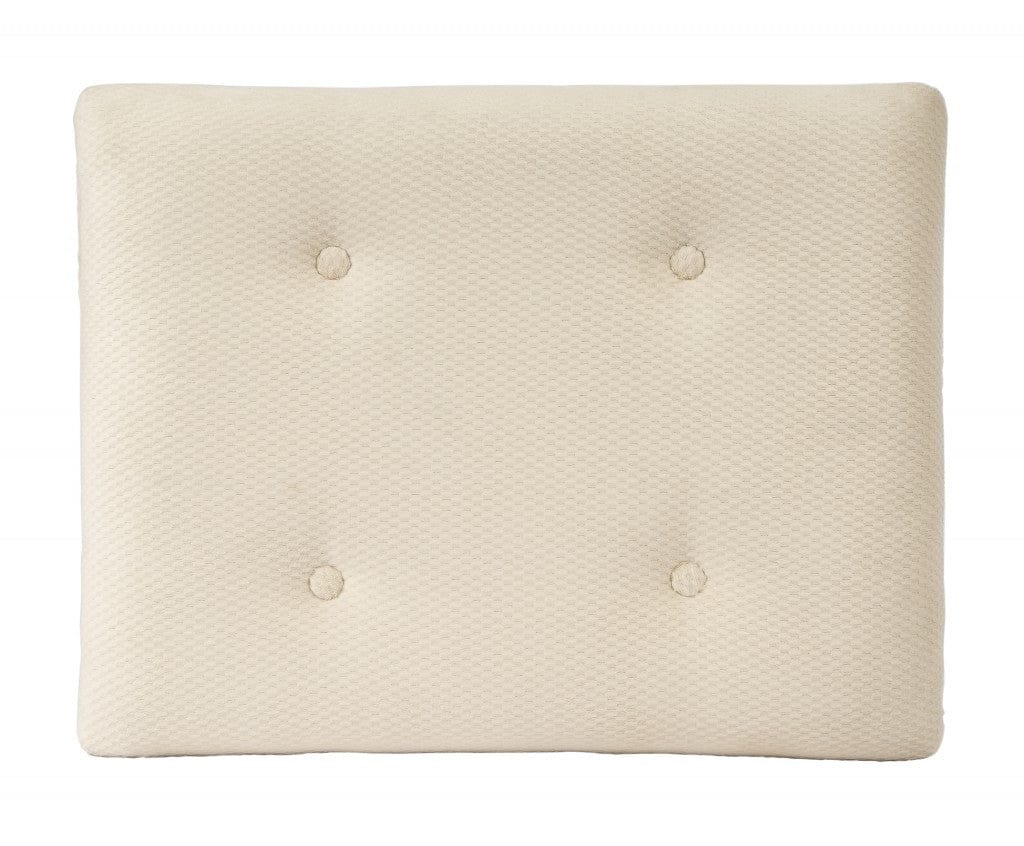 26" Ivory Polyester Blend And Brown Ottoman - Homeroots