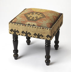 18" Brown Linen Ottoman - Homeroots