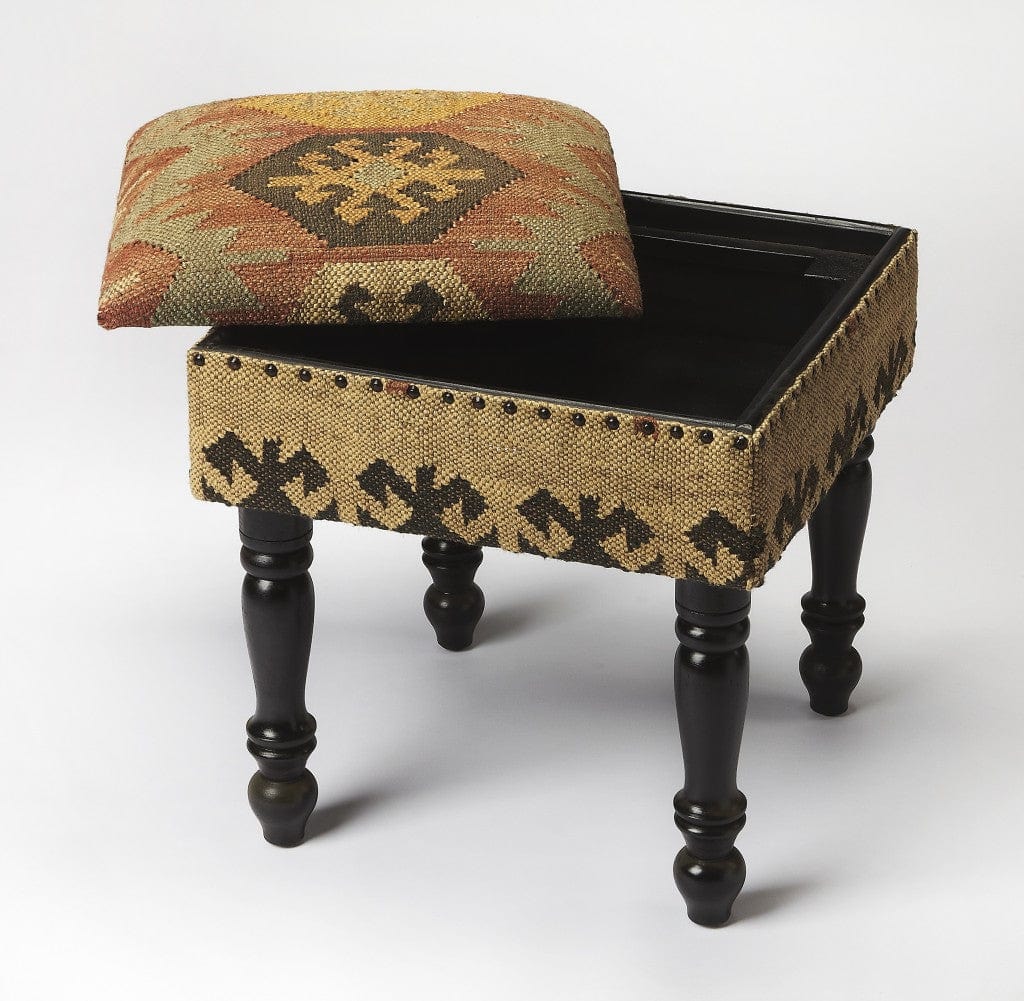 18" Brown Linen Ottoman - Homeroots