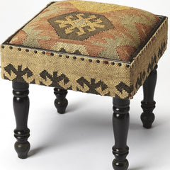 18" Brown Linen Ottoman - Homeroots