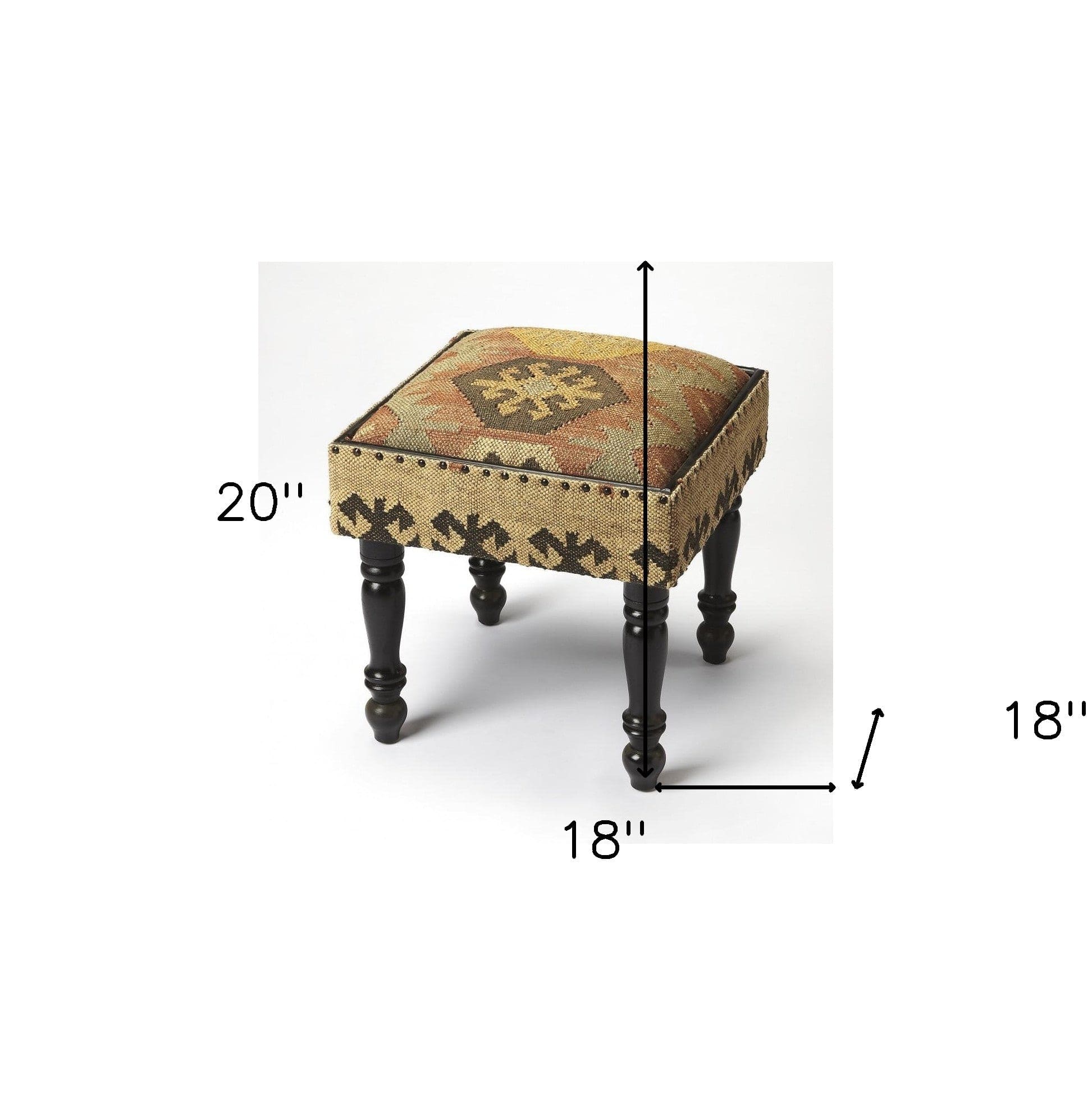 18" Brown Linen Ottoman - Homeroots