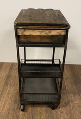 Rolling Rustic Black And Natural Bar Cart - Homeroots