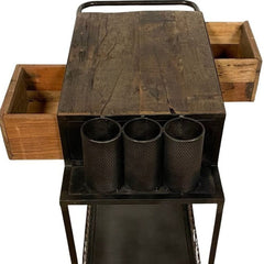 Rolling Rustic Black And Natural Bar Cart - Homeroots