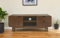 50" Brown Mid Century Modern Wood TV Stand - Homeroots