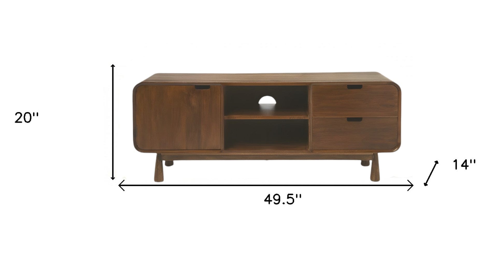 50" Brown Mid Century Modern Wood TV Stand - Homeroots