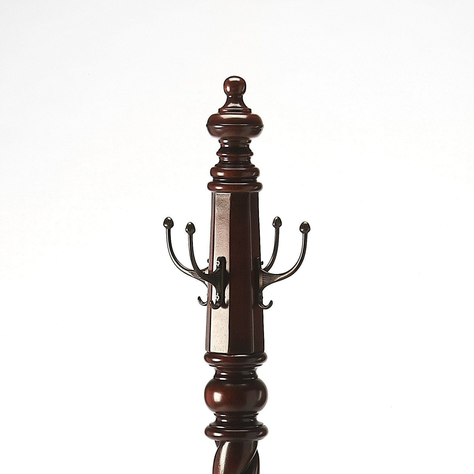 69" Brown Cherry Free Standing Four Hook Coat Rack - Homeroots