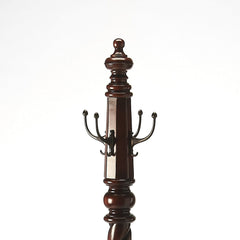 69" Brown Cherry Free Standing Four Hook Coat Rack - Homeroots