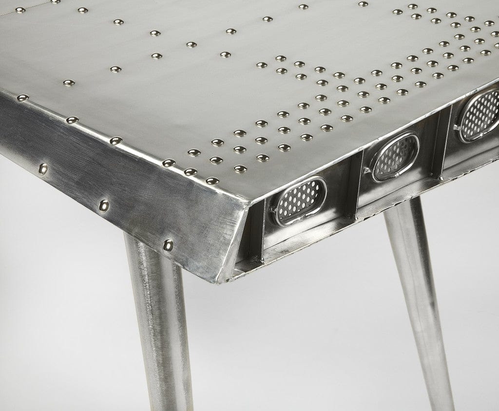 68" Silver Metal Writing Desk - Homeroots