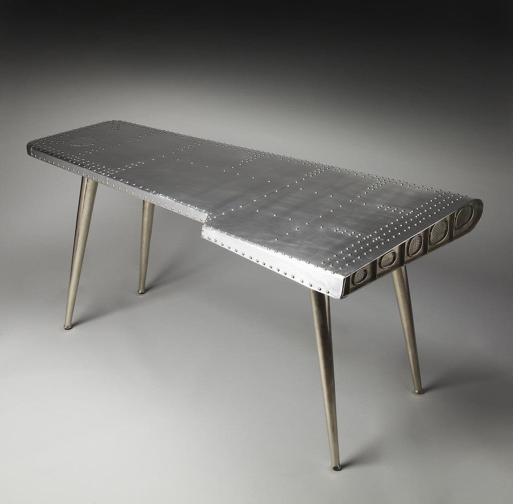 68" Silver Metal Writing Desk - Homeroots