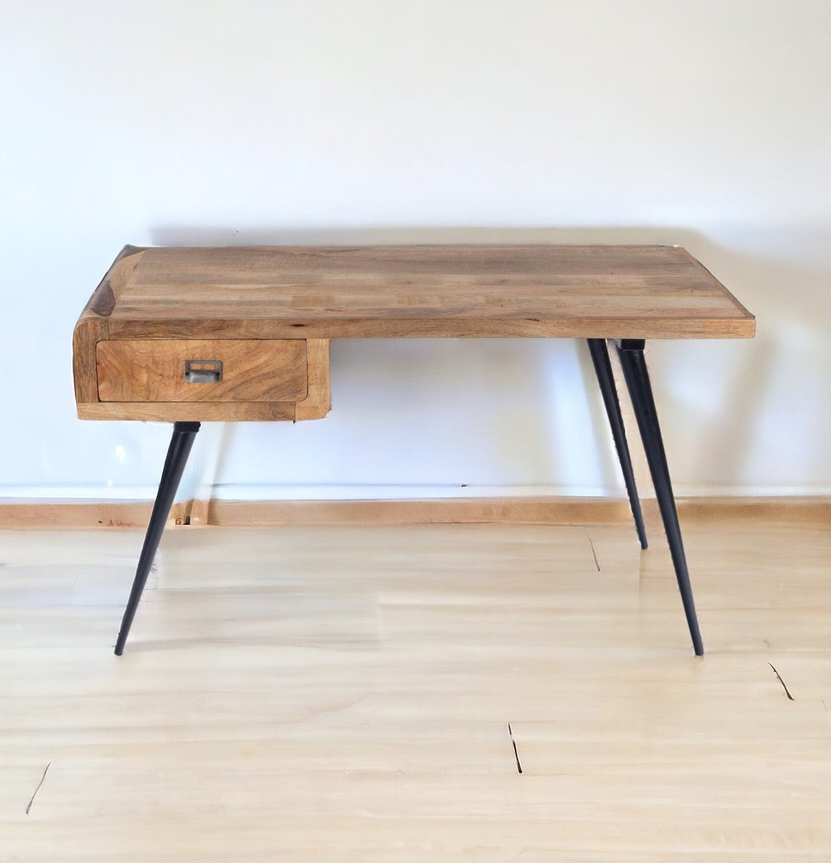 54" Brown And Black Mango Wood Writing Desk - Homeroots