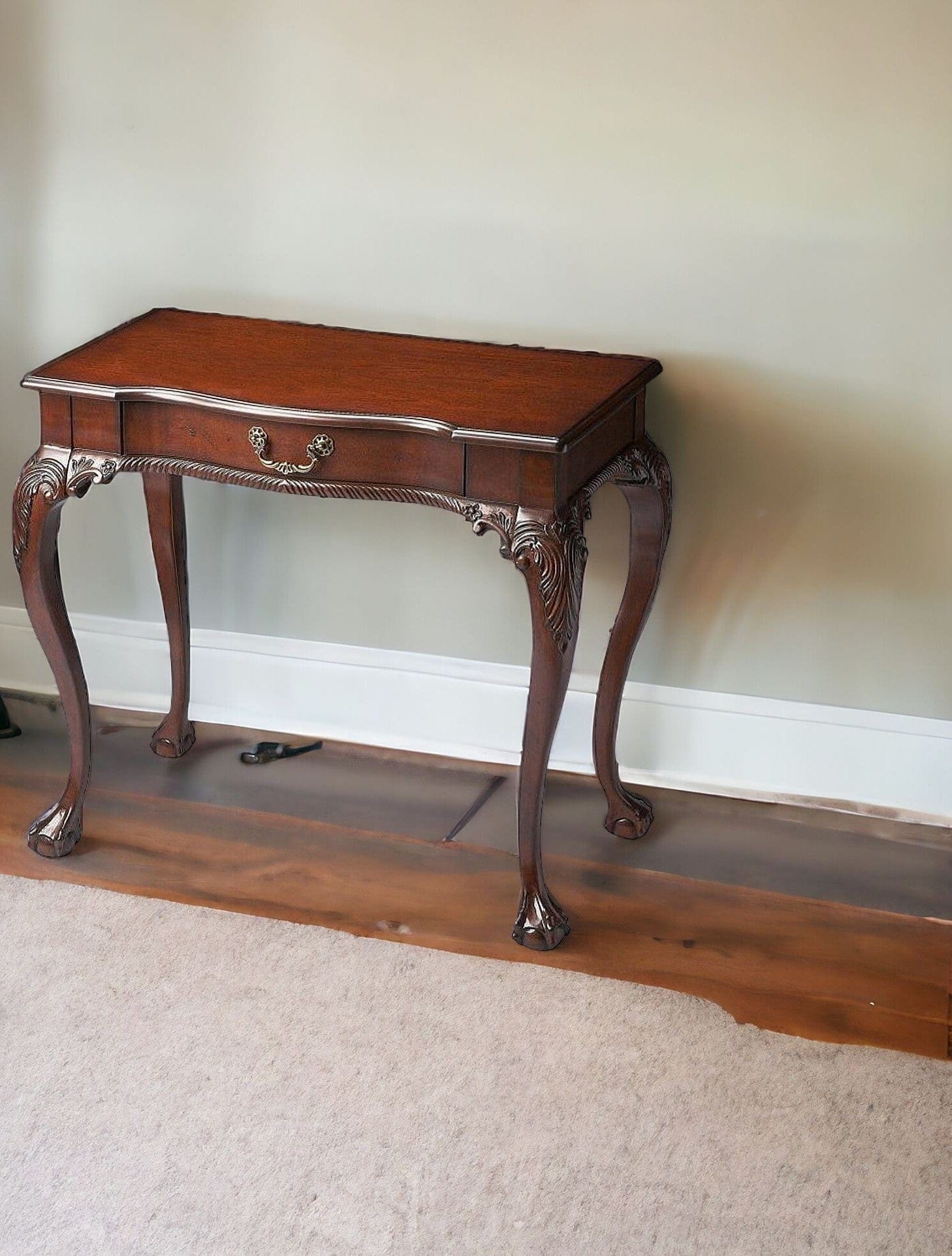 35" Dark Brown Rubberwood Solid Manufactured Wood Writing Desk - Homeroots