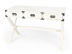 46" White Rubberwood Wood Writing Desk With Three Drawers