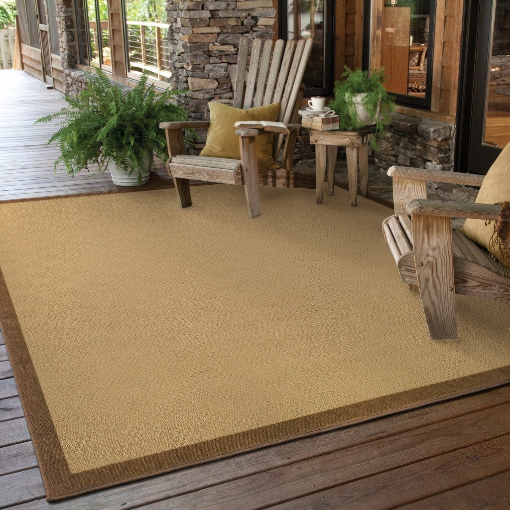 6' X 9' Beige Indoor Outdoor Area Rug - Homeroots