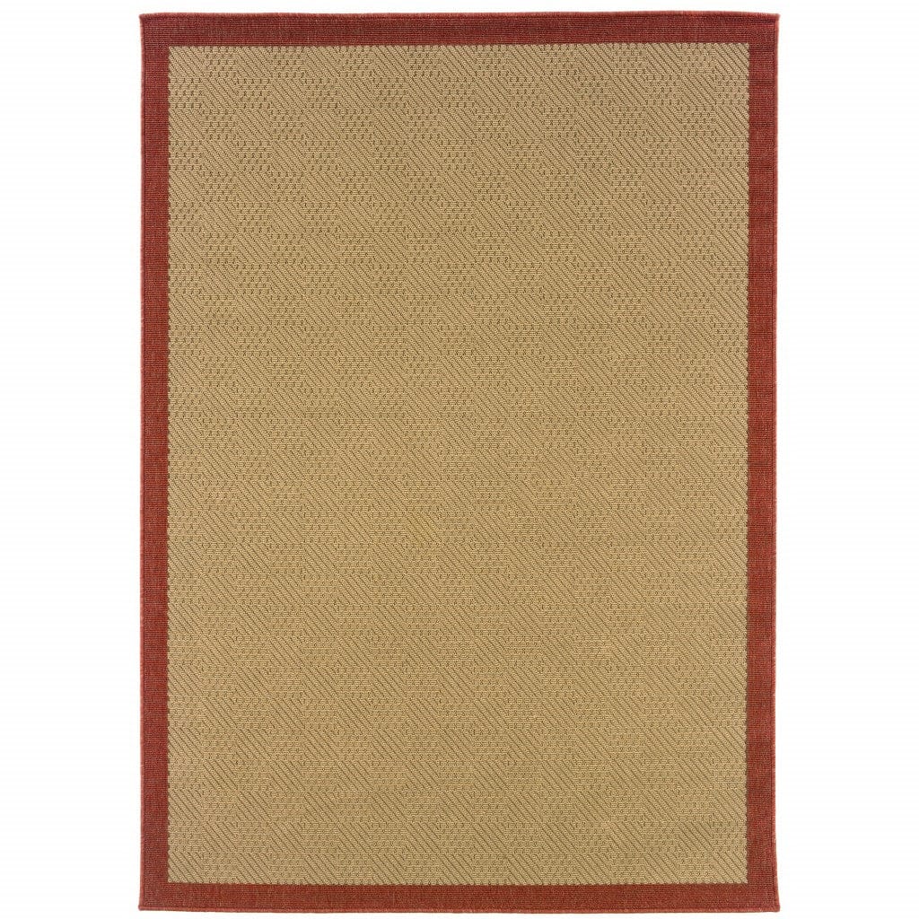 5' X 8' Beige Indoor Outdoor Area Rug - Homeroots