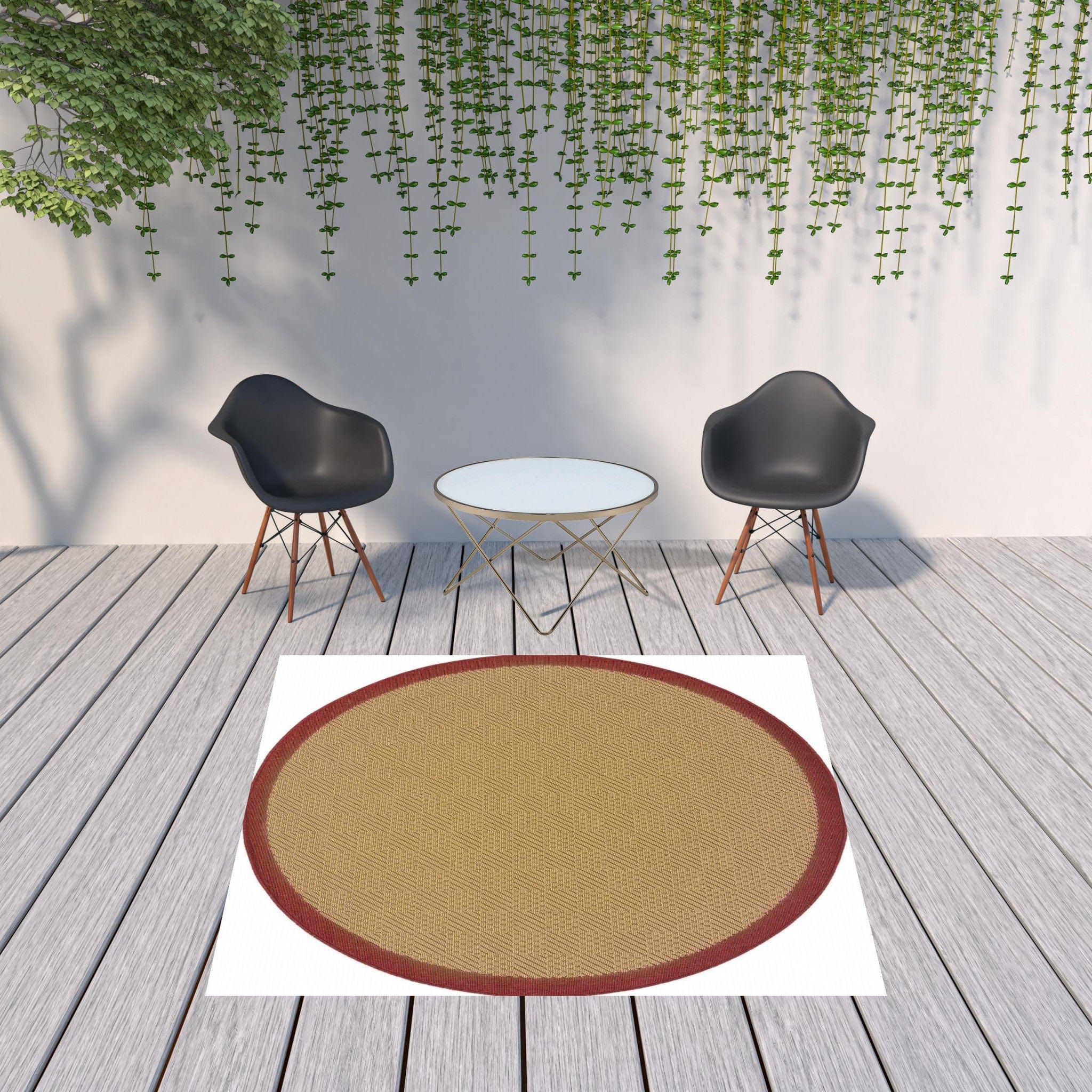 8' X 8' Beige Indoor Outdoor Area Rug - Homeroots