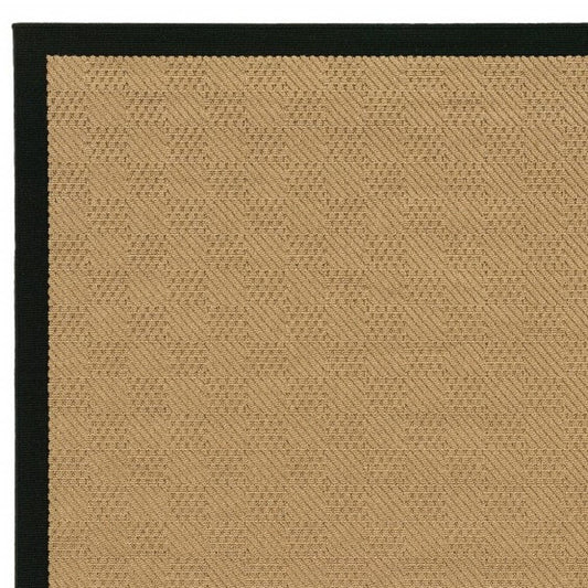 4' X 6' Beige and Black Indoor Outdoor Area Rug