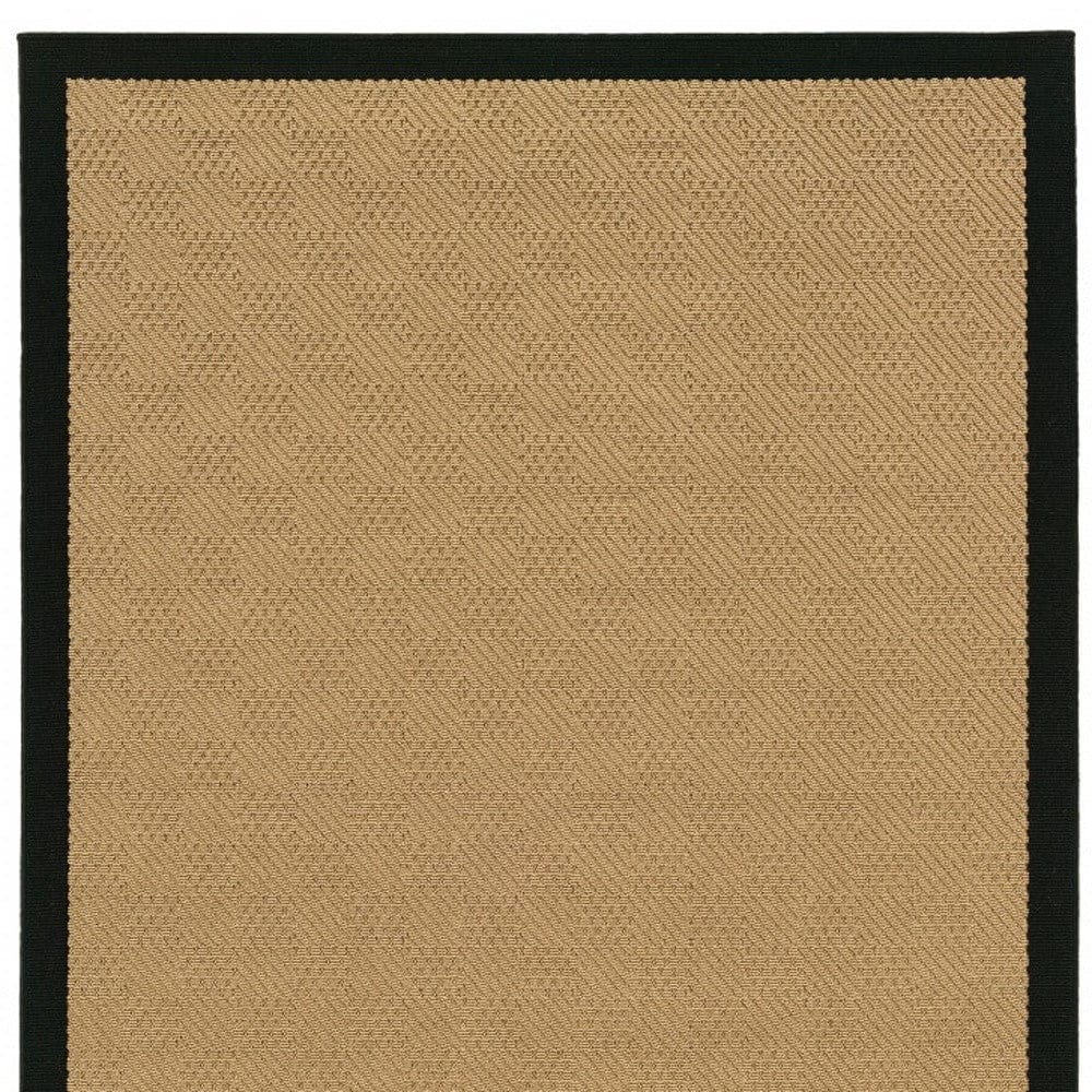 4' X 6' Beige and Black Indoor Outdoor Area Rug