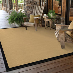 4' X 6' Beige and Black Indoor Outdoor Area Rug