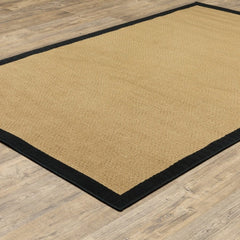 4' X 6' Beige and Black Indoor Outdoor Area Rug