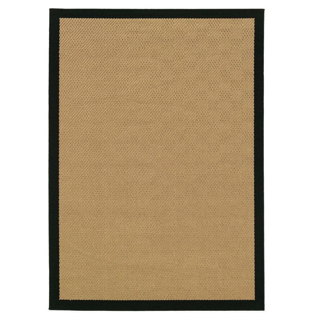 5' X 8' Beige and Black Indoor Outdoor Area Rug - Homeroots