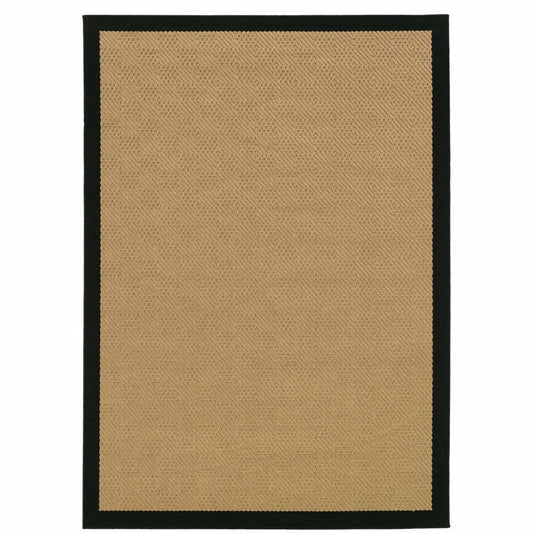 5' X 8' Beige and Black Indoor Outdoor Area Rug - Homeroots