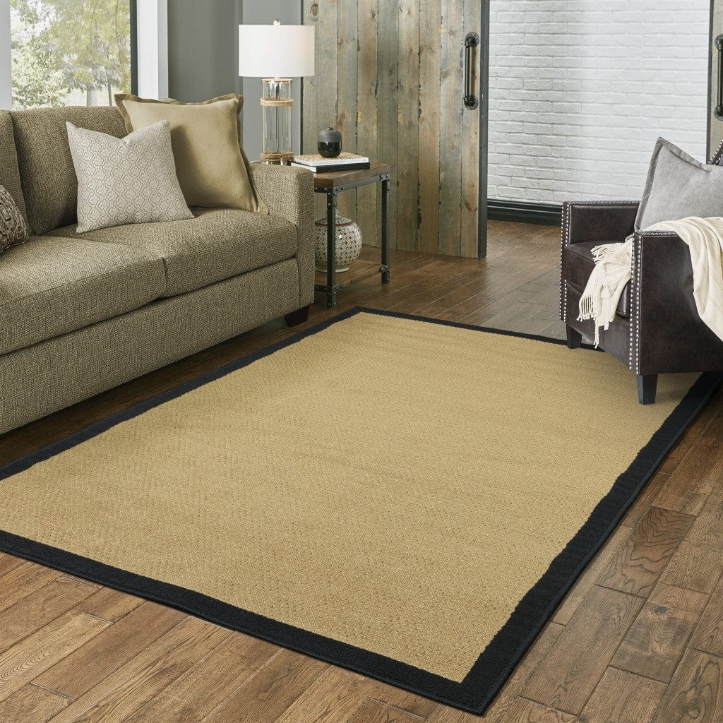 5' X 8' Beige and Black Indoor Outdoor Area Rug - Homeroots