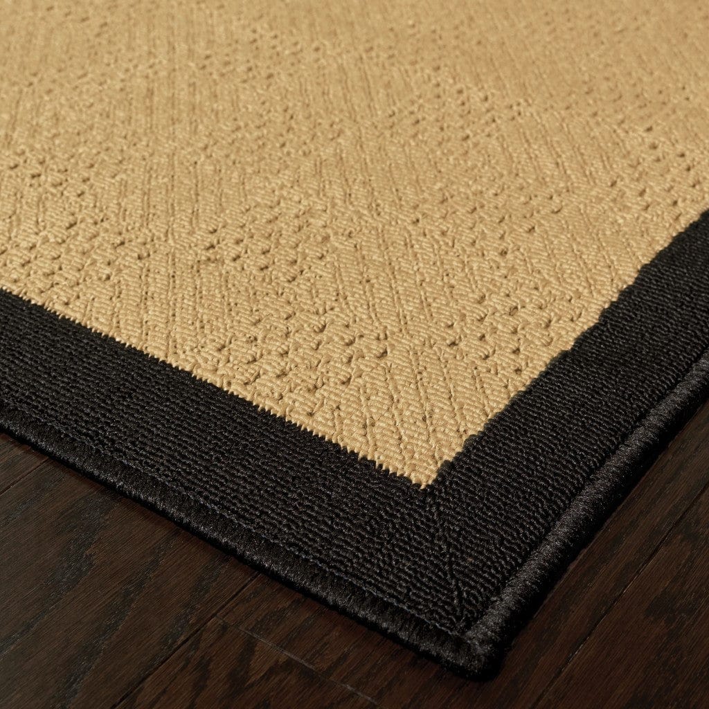 5' X 8' Beige and Black Indoor Outdoor Area Rug - Homeroots