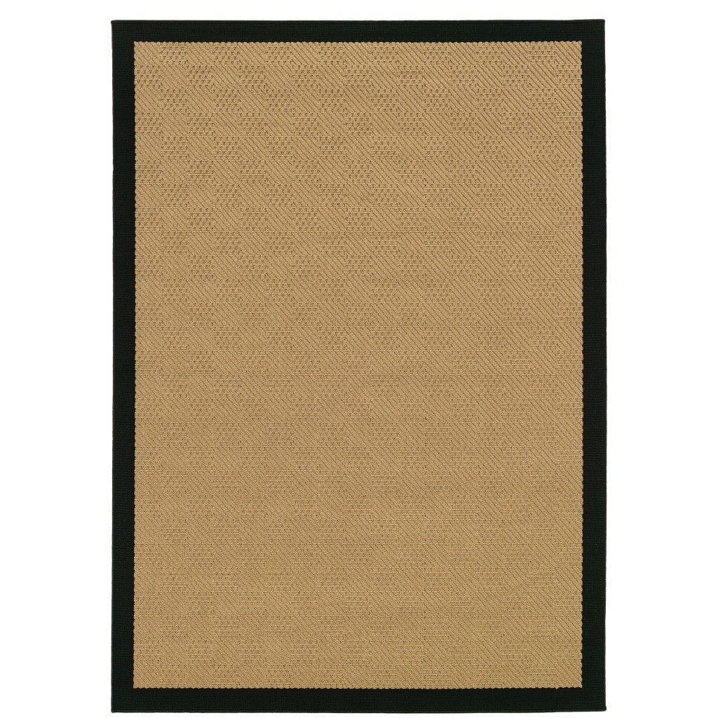 6' X 9' Beige and Black Indoor Outdoor Area Rug - Homeroots