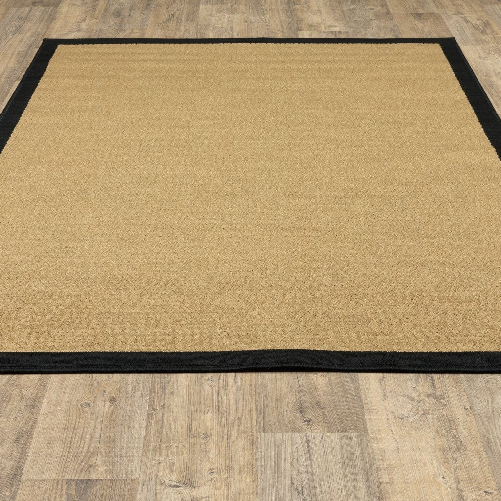 6' X 9' Beige and Black Indoor Outdoor Area Rug - Homeroots