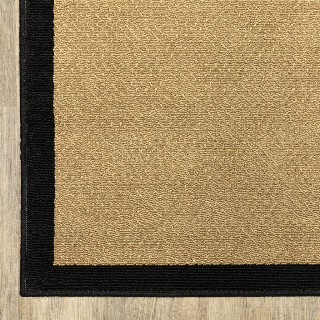 6' X 9' Beige and Black Indoor Outdoor Area Rug - Homeroots