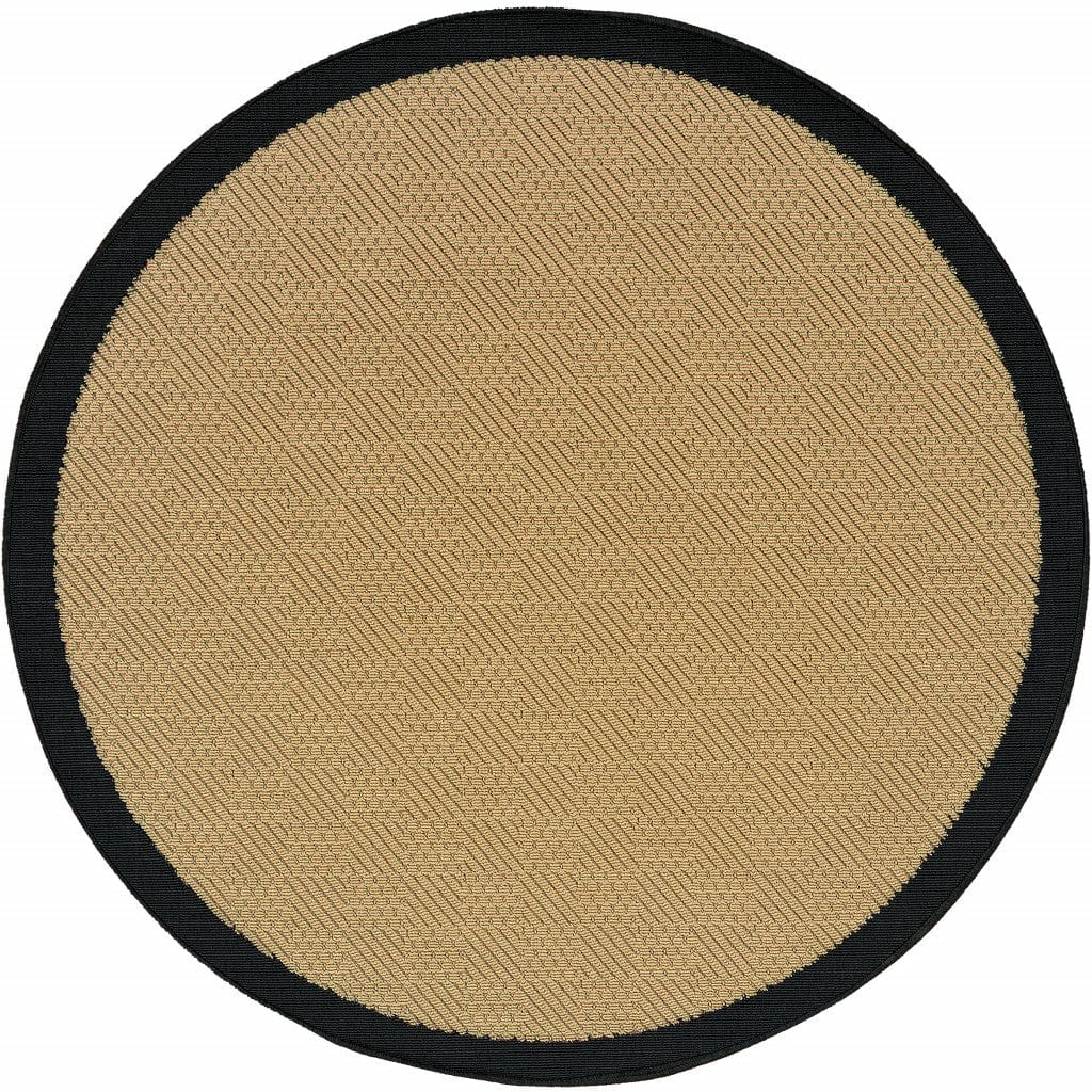 8' X 8' Beige and Black Indoor Outdoor Area Rug - Homeroots