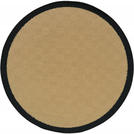 8' X 8' Beige and Black Indoor Outdoor Area Rug - Homeroots