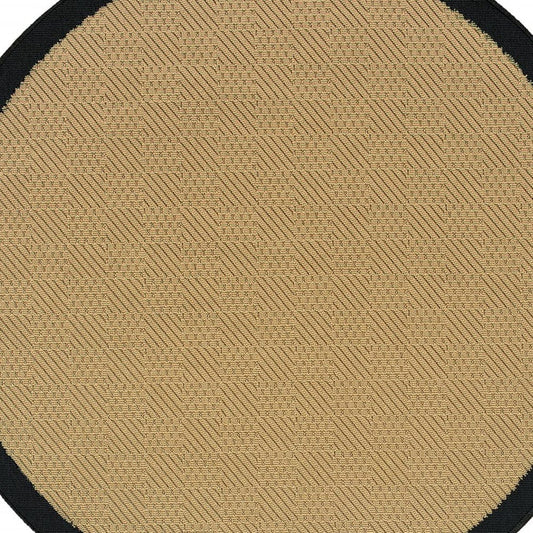 8' X 8' Beige and Black Indoor Outdoor Area Rug - Homeroots